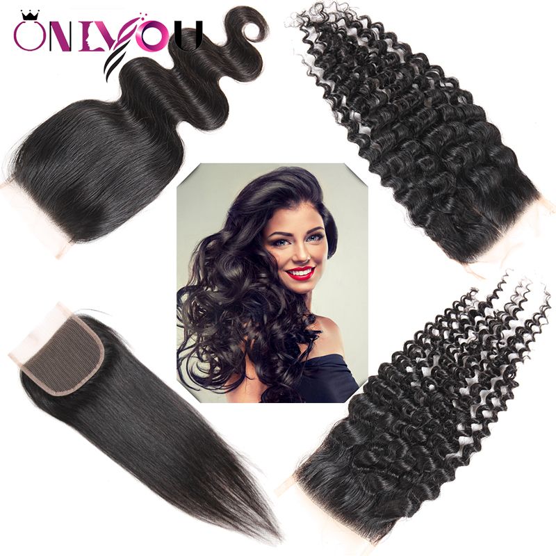 Brazilian Hair Extensions 4x4 Middle Part And Free Part Top Lace