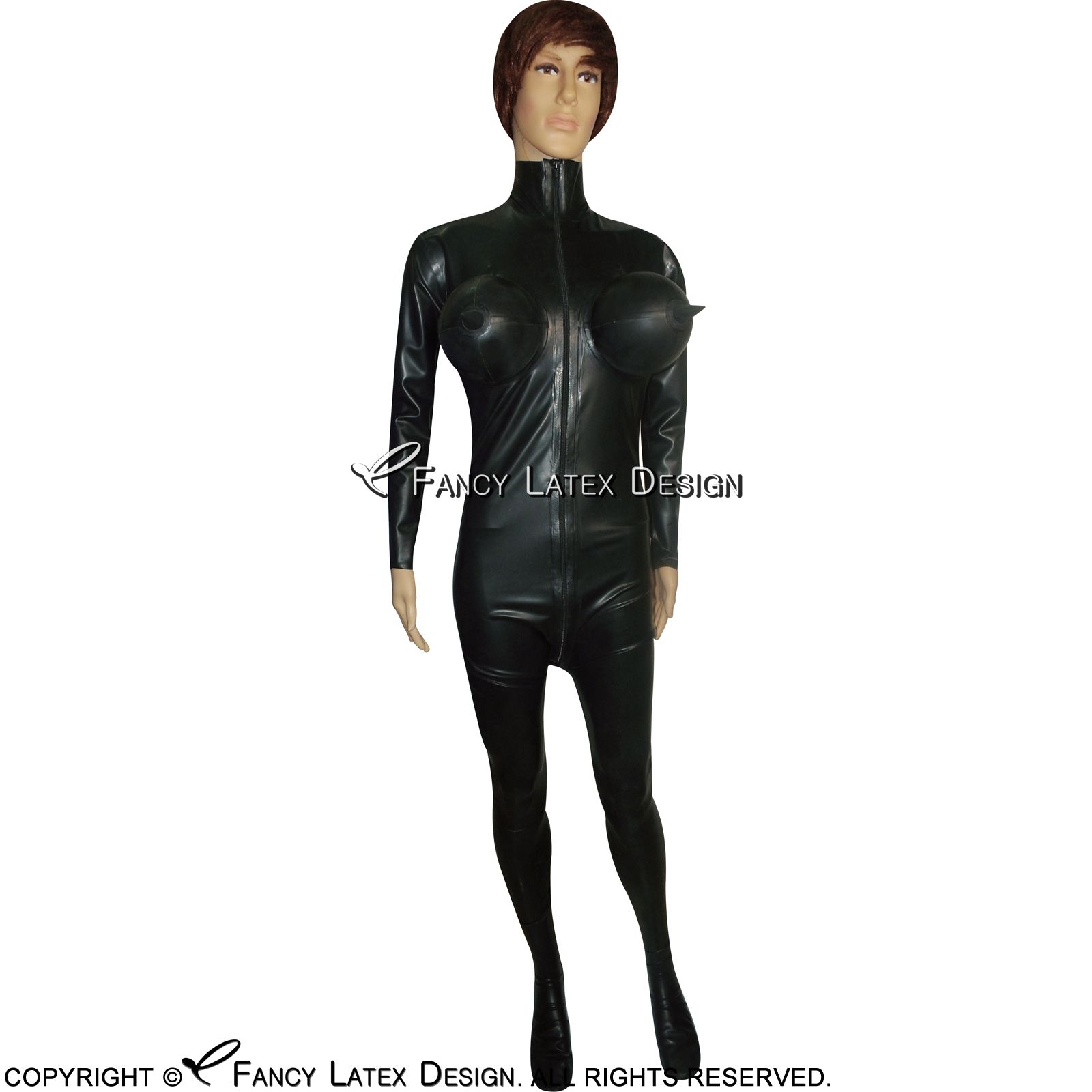 Brand New Rubber Latex Black Suit Body Catsuit Black one size