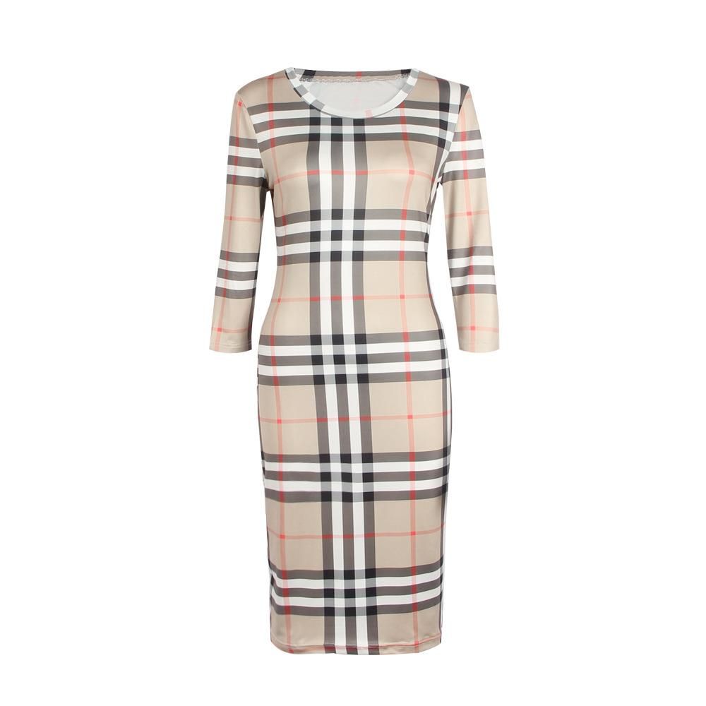 2018 New Women Dress Summer O Neck Three Quarter Sleeve