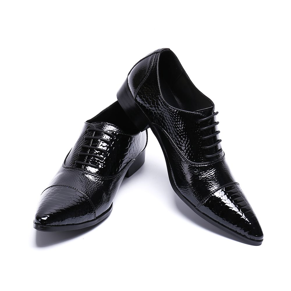 Mens Pointed Toe Dress Shoes Genuine Leather Lace Up Italia Oxford ...