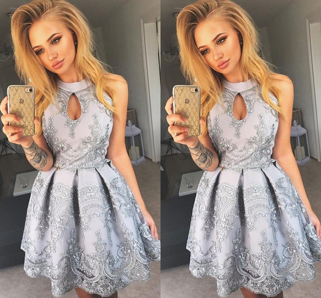 short silver party dress