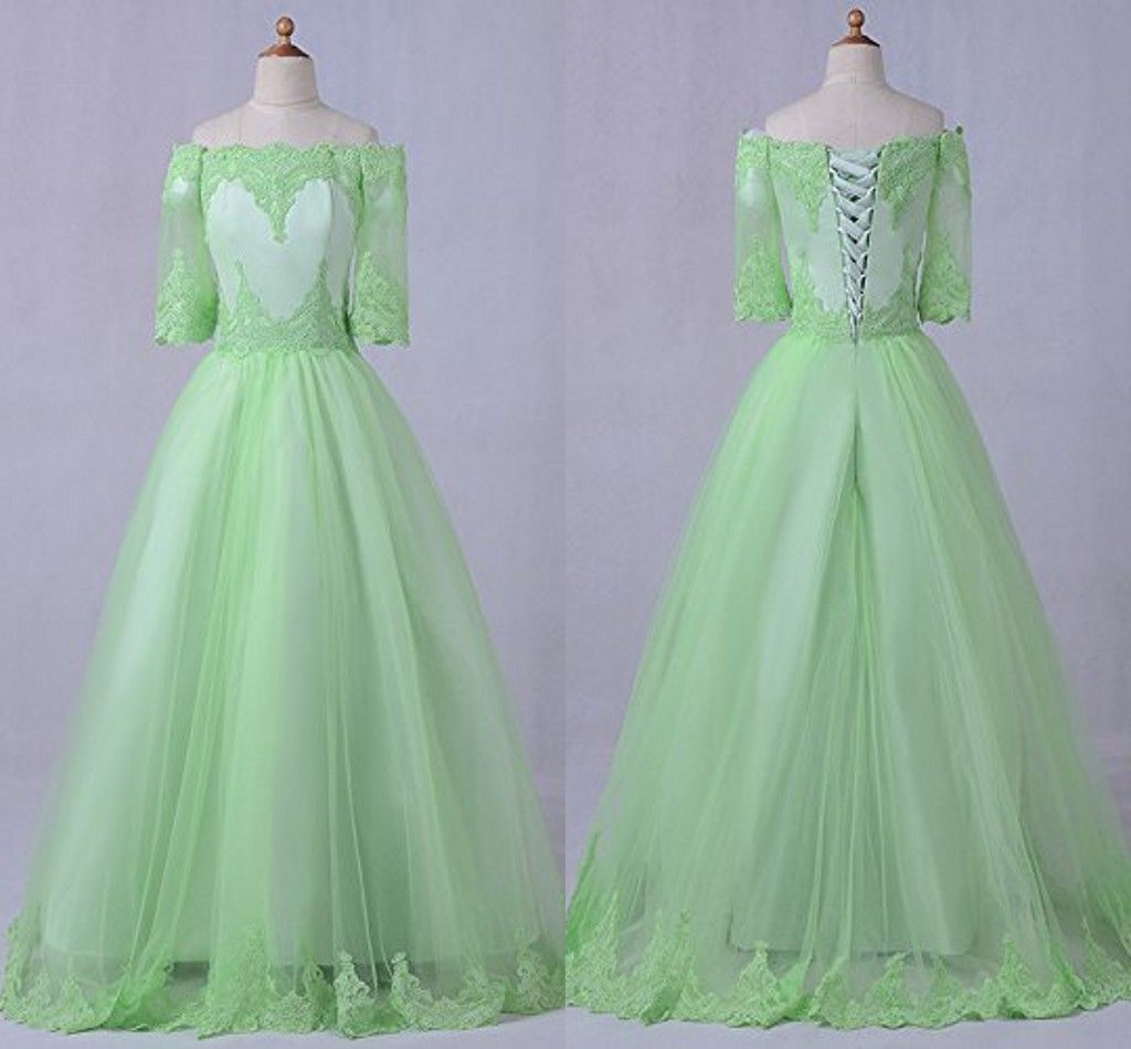 green 80s prom dress