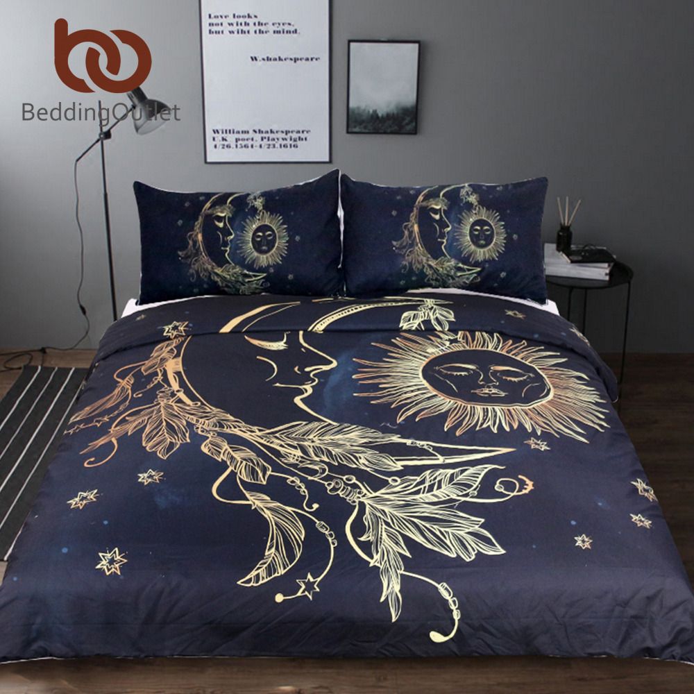 Beddingoutlet Gold Moon Accompanys Sun Duvet Cover With Pillowcase