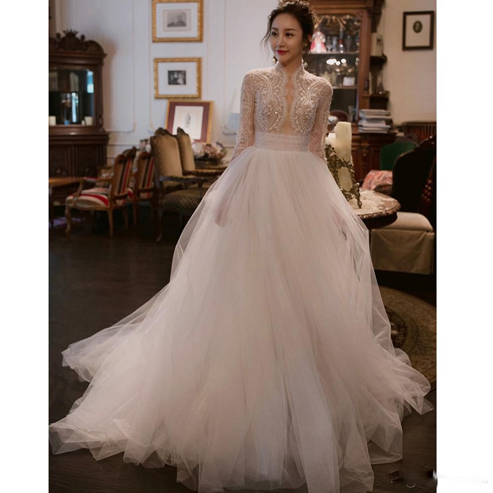 vestido de noiva simples cor perola