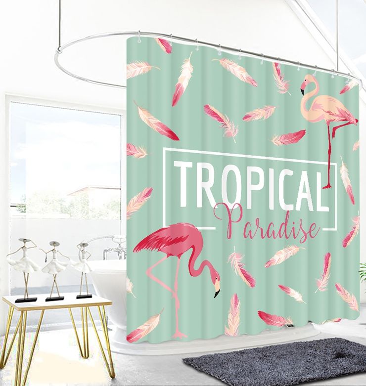 2019 Tropical Jane Europe Flamingo Photo Print Shower Curtain