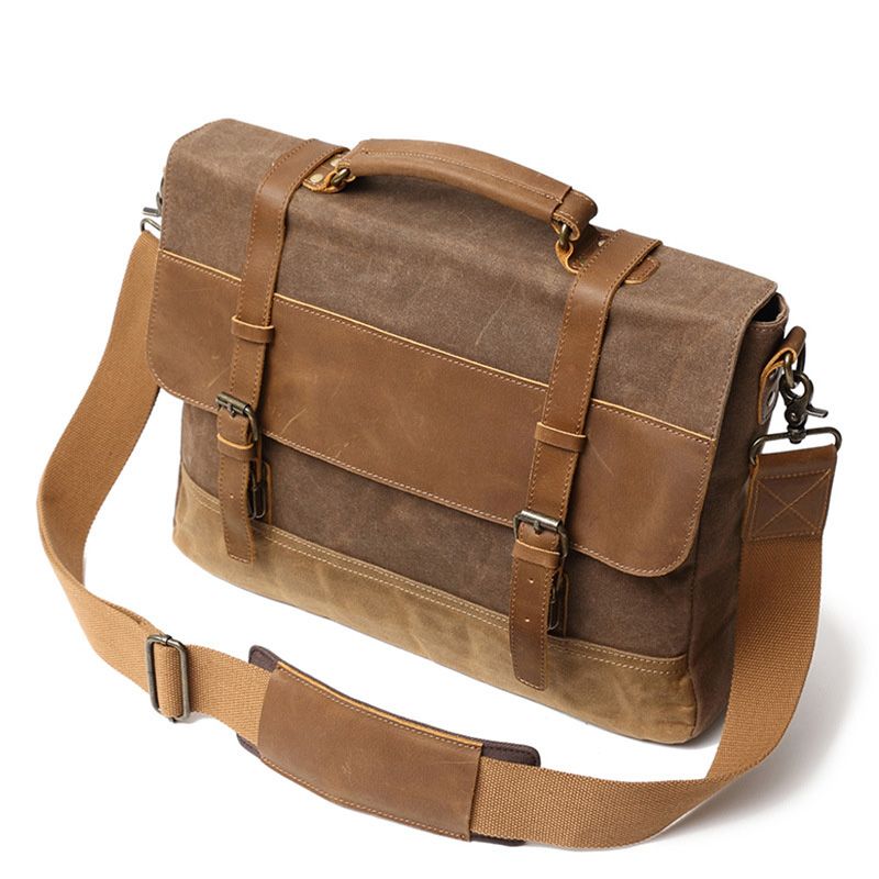 15/" Large Leather MESSENGER bag for men shoulder bag mens Laptop BRIEFCASE bag