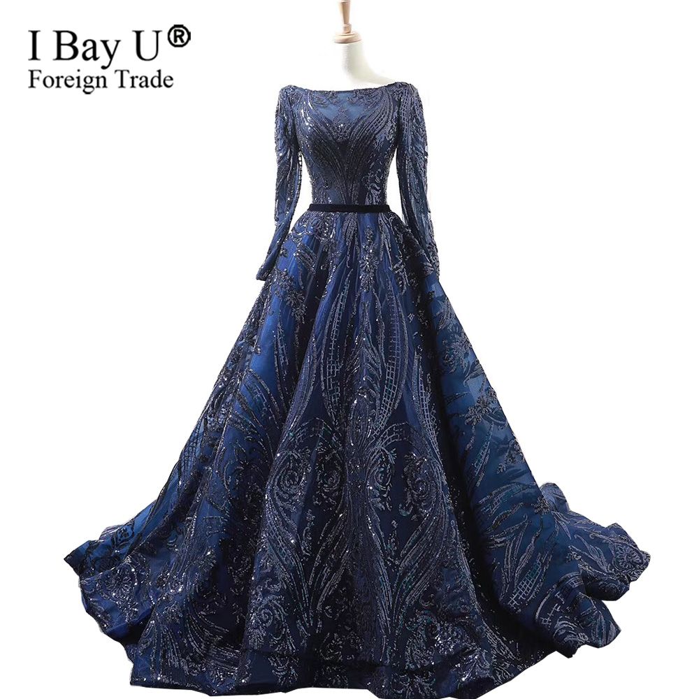 Großhandel Bling Navy Blue Abendkleider Lange Spitze Applique Pailletten Bodenlangen Saudi Arabisch Abendkleider Frauen Abendkleider Von Großhandel Bling Navy Blue Abendkleider Lange Spitze Applique Pailletten Bodenlangen Saudi Arabisch Abendkleider Frauen Abendkleider Von