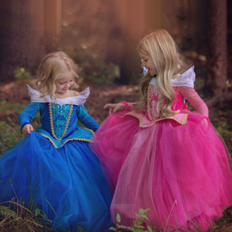 Chicas Vestido De Princesa Para La Fiesta Rosa+azul 