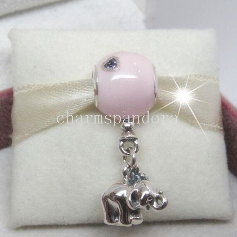 Pink 925 European Sterling Dangle CZ Silver Charm Bead for Charms Bracelet Chain
