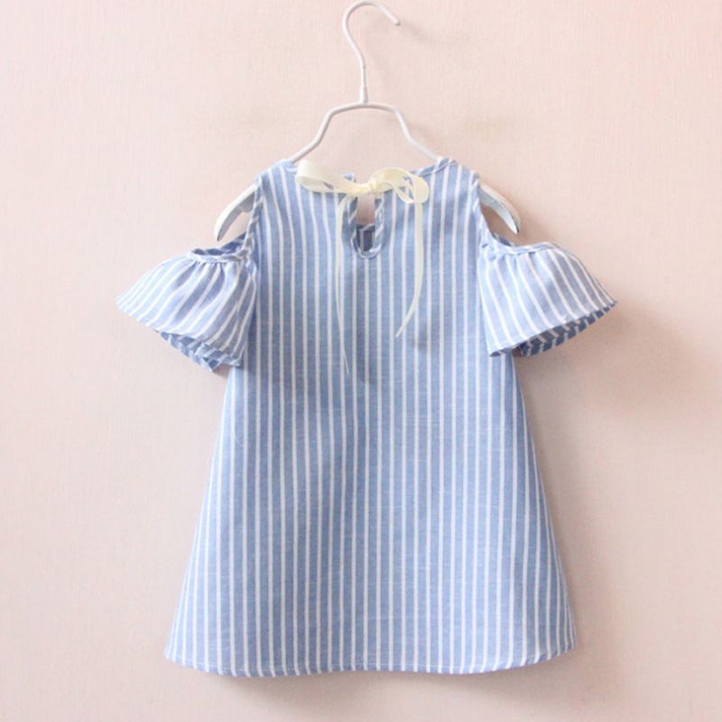 2018 azul verano niños niños bebés niñas vestido de algodón ocasional de manga a