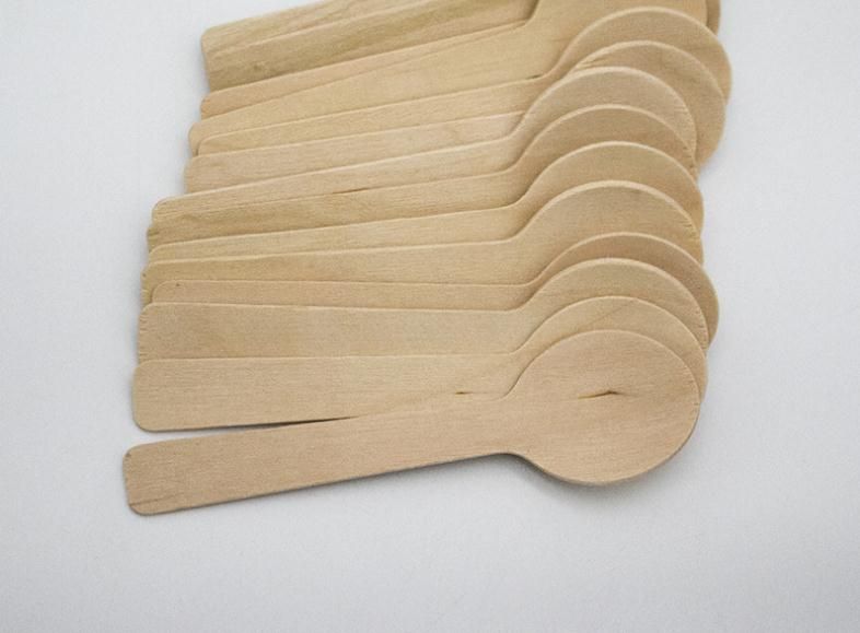 DEBEME 100 Piezas Desechables Cuchara de Madera Mini Fiesta de la Boda de la Cucharada de Helado Cuchara de Madera Occidental Postre Vajilla Accesorios de Cocina