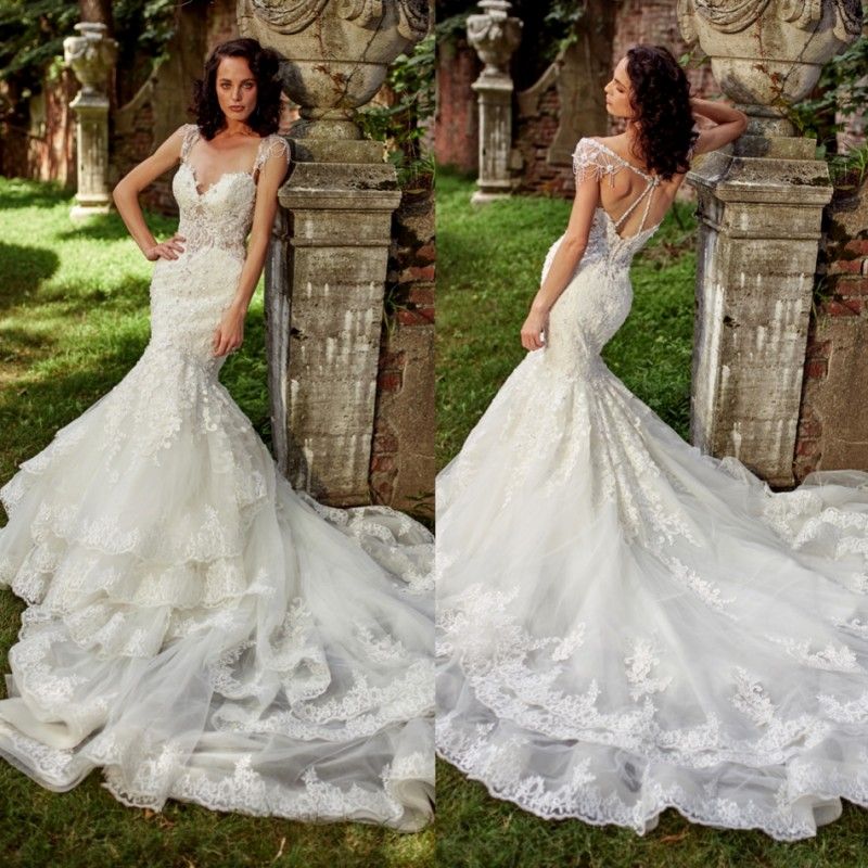 Grosshandel Eva Von Milady Mermaid 2019 Brautkleider Kappe Armeln Perlen Hochzeitskleid Schatz Tiered Ruschen Brautkleider Von Lindaxu90 168 33 Auf De Dhgate Com Dhgate