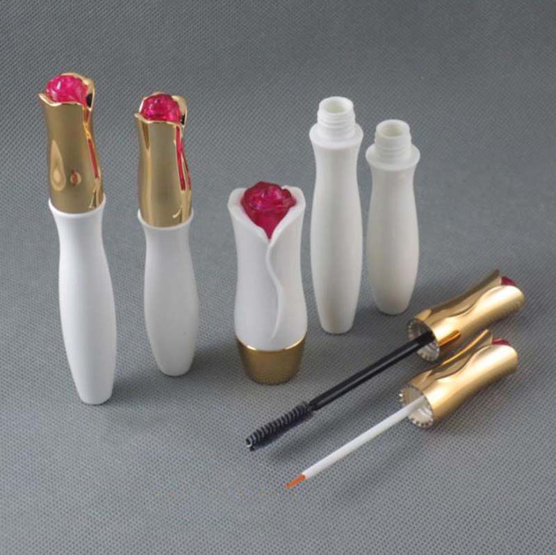 2020 White Plastic Mascara Bottle With Rose Shape Cap Empty Eyelash