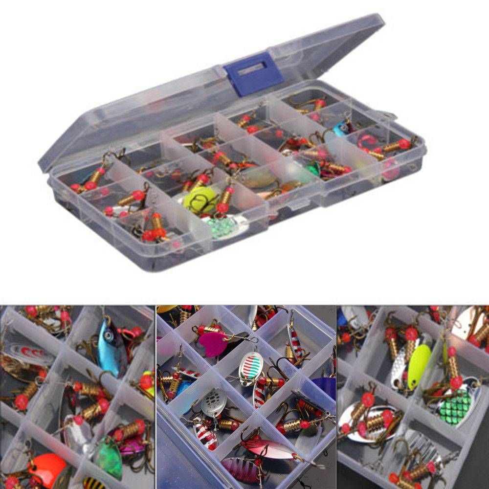 HOT!Lot 30pcs Trout Spoon Metal Fishing Lures Spinner Baits Bass Tackle Colorful