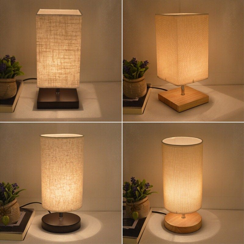 Bedside Table Lamp Minimalist Solid Wood Table Night Light Bedside Desk