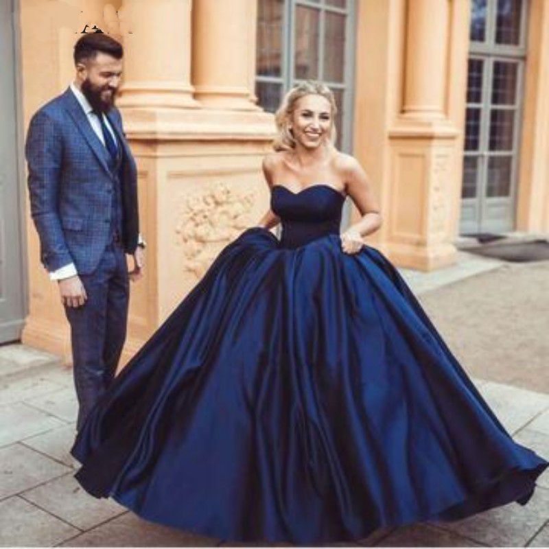 Compra Sencillo Azul Marino, Vestido Largo De Noche, Vestido De Gala, Novia  De Satén, Vestidos De Fiesta Largos, Sin Mangas, 2019 Vestidos Formales De  Baile Barato | Entrega Rápida Y Calidad | Es.Dhgate