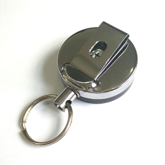 ouying1418 Retractable Metal Card Badge Holder Steel Ring Belt Clip Pull Key Chain