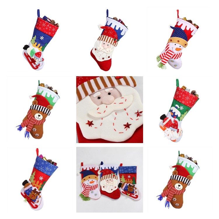 Christmas Decorations Santa Claus Socks Pendant Display Window Decoration Christmas Stockings Gift Bag Large Size T7I302 Holiday Christmas Ornaments