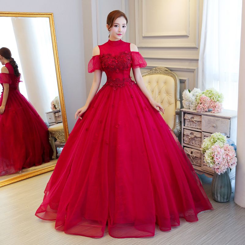 light red gown