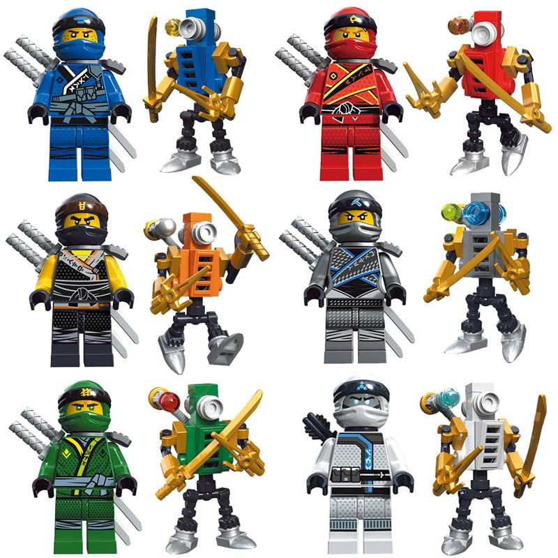 New 8 Stk Ninjago Mini Figures Kai Jay Zane Lloyd Cole Fire Building Blocks