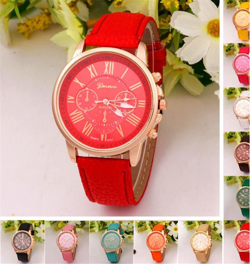 koppel horloge romeinse cijfers met leren band