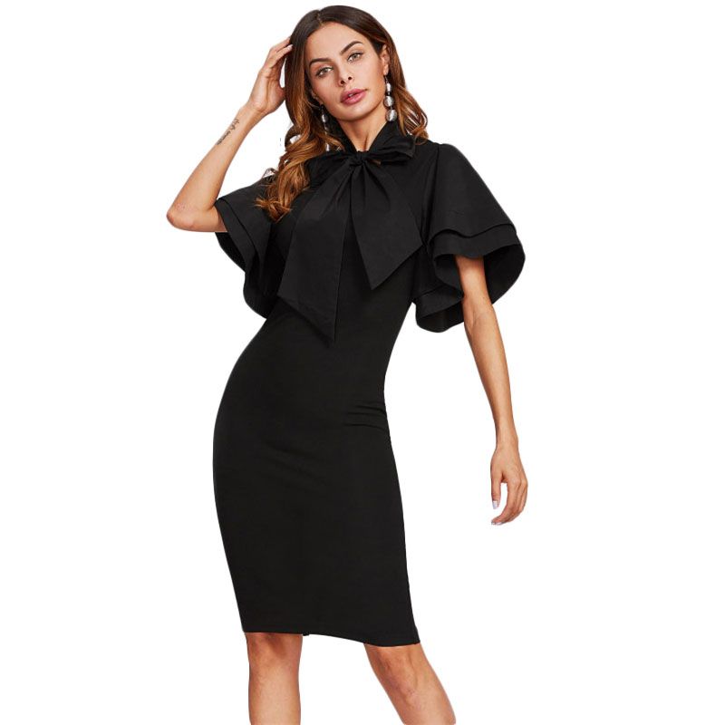 black layered dress with sleeves