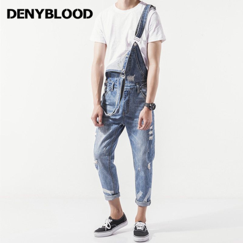 ripped overall jeans mens