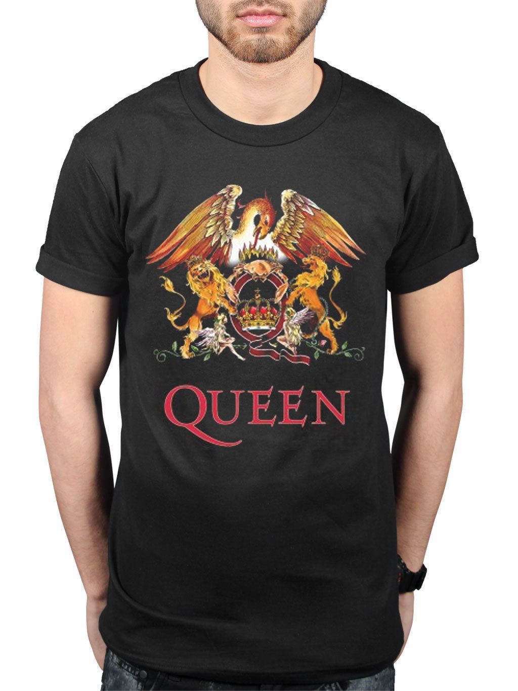 Ladies Queen Crest Freddie Mercury Brian May Official Tee T-Shirt Womens