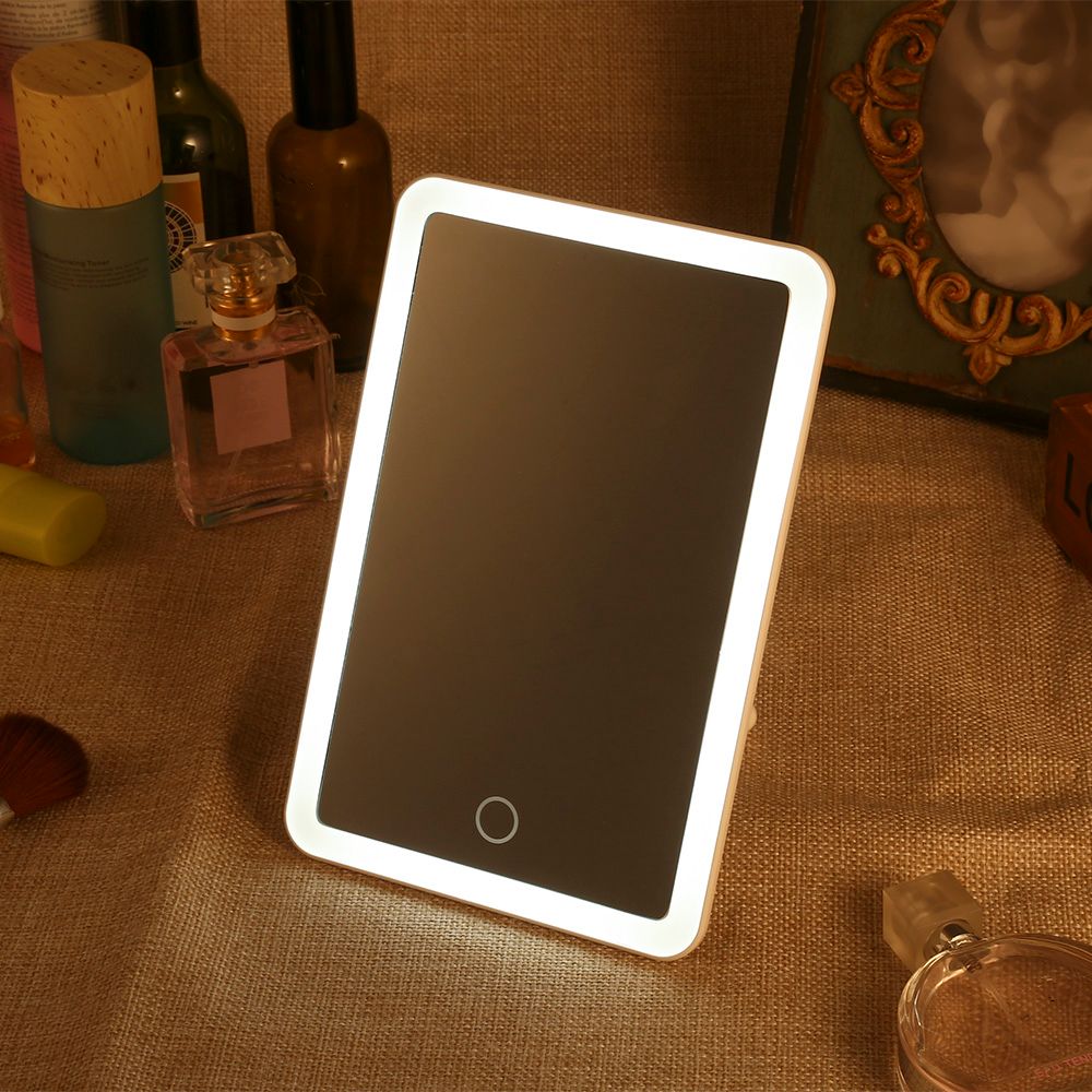 Rechargeable Led Makeup Mirror Square Dimming Lamp Vanity Light Touch Screen Adjustable 180 Rotating Cosmetic Wall Mounted