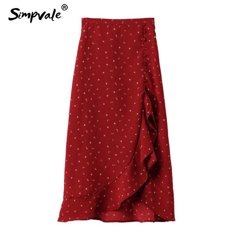 red ruffle wrap skirt