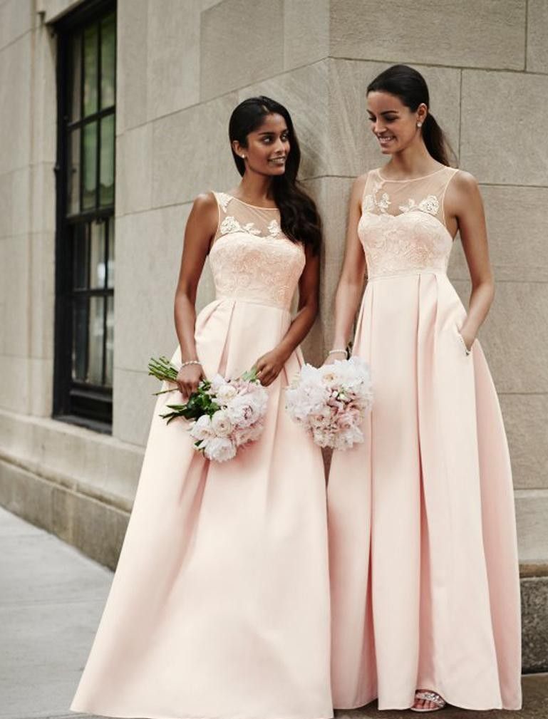 satin and lace bridesmaid dresses