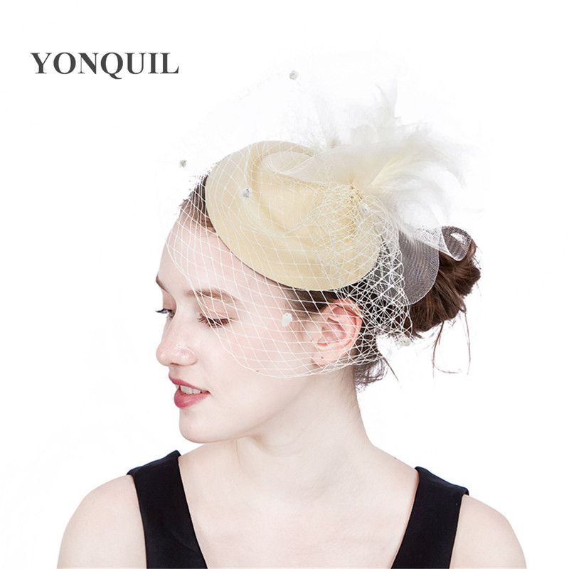 beige fascinator for sale