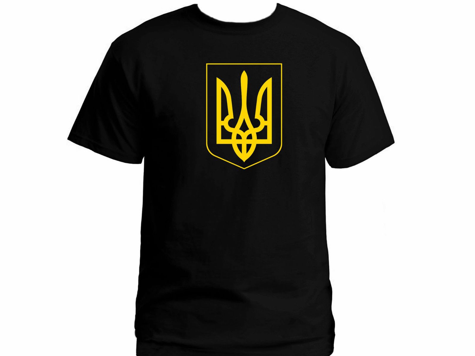 Ukrainian Flag Ukraine patriot symbol tryzub 100% cotton graphic white t shirt