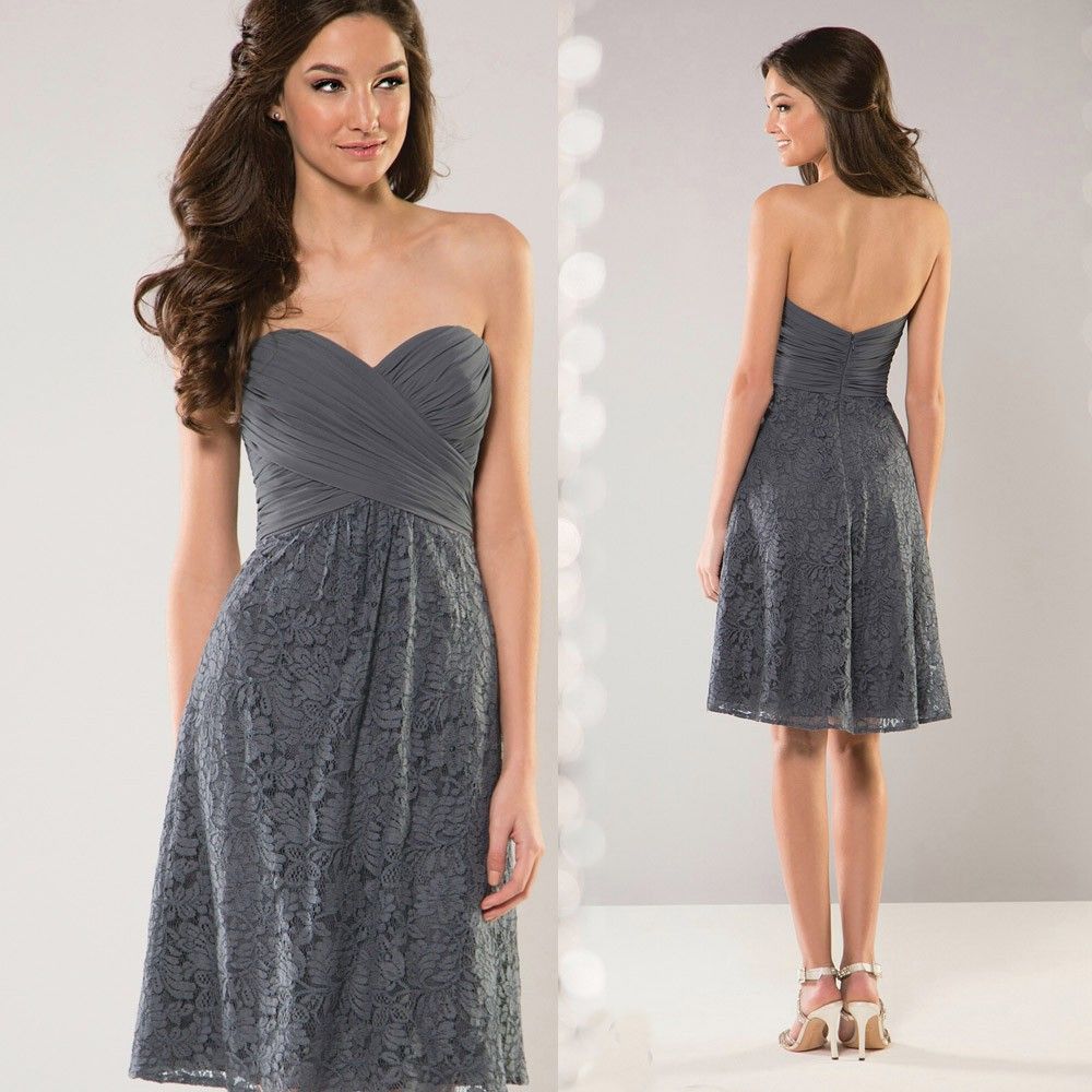 grey lace bridesmaid dresses