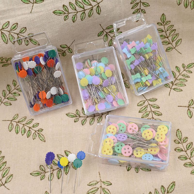 100Pcs Patchwork Tools Button Flower Head Sewing Pins Knitting Needle Sewing Contacts Quilting Accessories DIY Craft Color: 2 # Flower 2