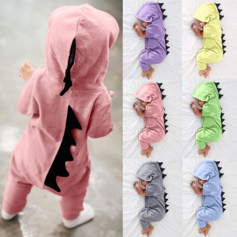 Toddler Infant bébé garçons filles Cartoon Dinosaure Imprimé Sweat à capuche ange combinaison