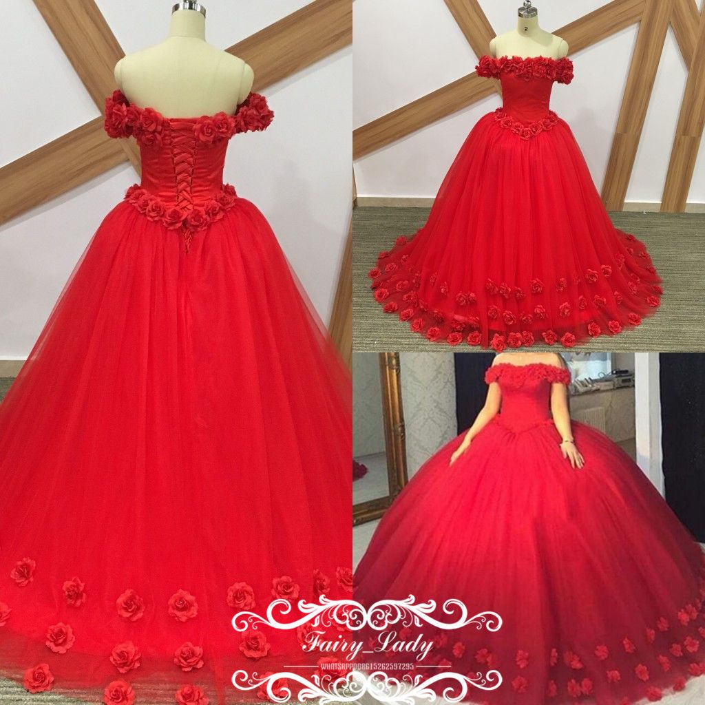 red rose quinceanera dress
