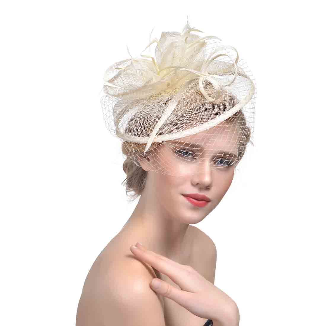 Face Veil Hats For Women Bridal Feathers Fascinators Wedding Hats