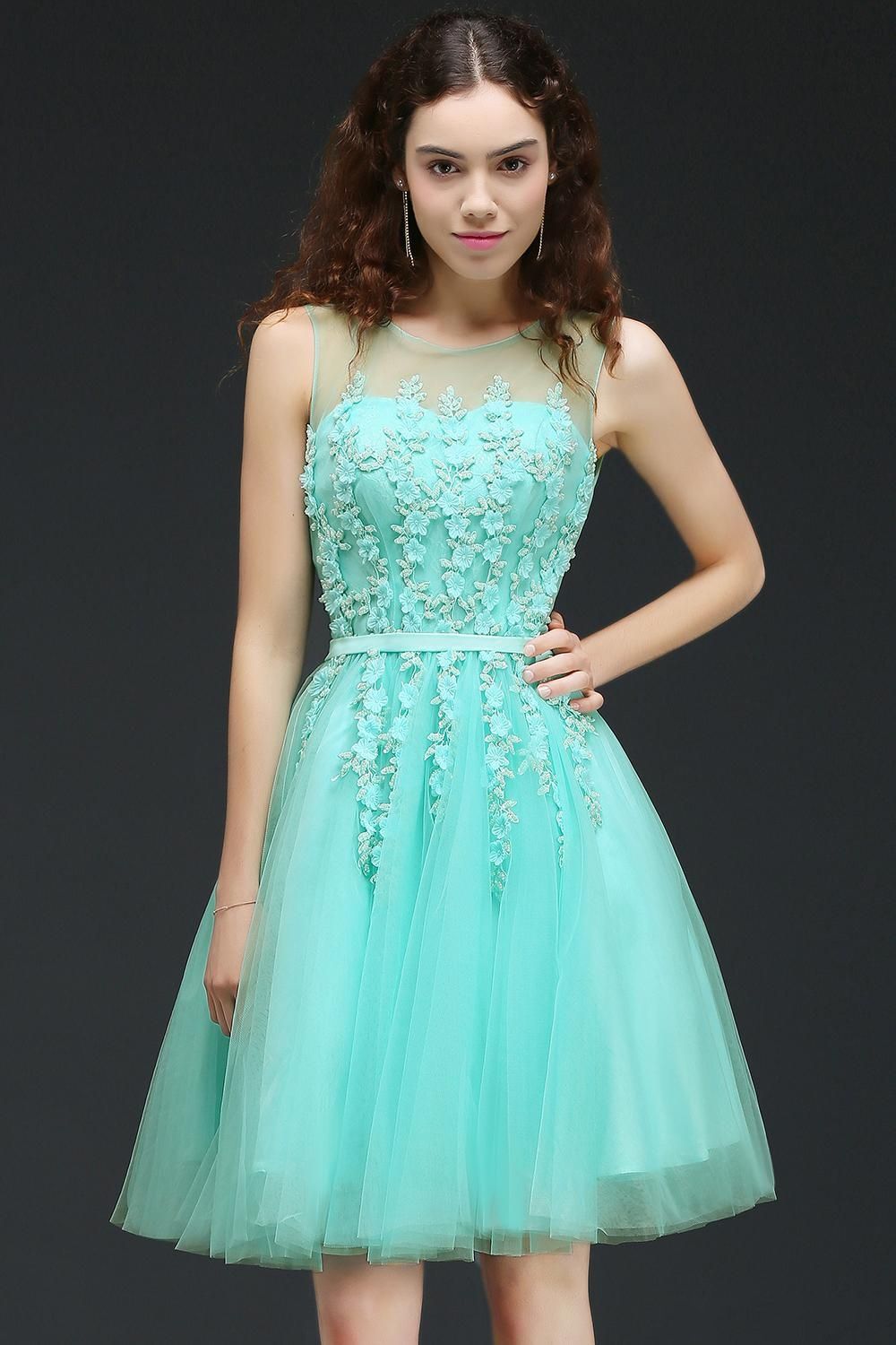 vestido de festa curto verde tiffany