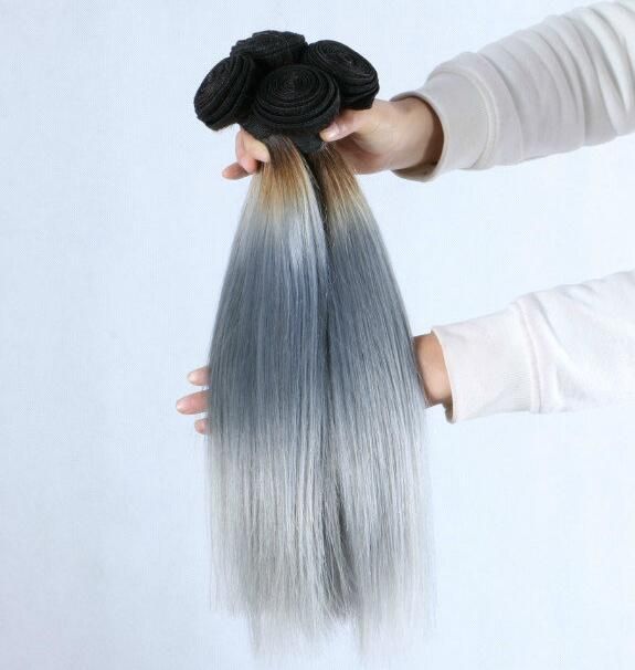 2019 1b Grey Color Sliver Gray Ombre Hair Weave Straight Human Hair Sliver Grey Lace Closure With Free Middle Three Part From Huihao Hairs 34 58