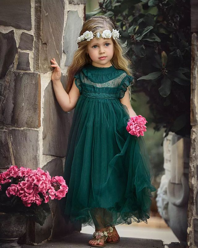 dark green baby girl dress