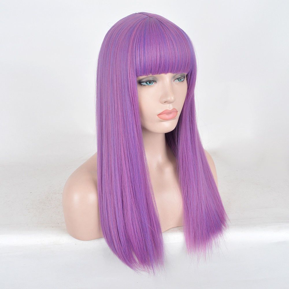 Kid child size wigs Descendants 2 Mal cosplay long purple hair Halloween wig Kid child size wigs Descendants 2 Mal cosplay long purple hair Halloween wig