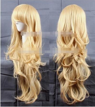 Top Blonde Big Wavy Curly Long Anime Cosplay Wig Synthetic Wig
