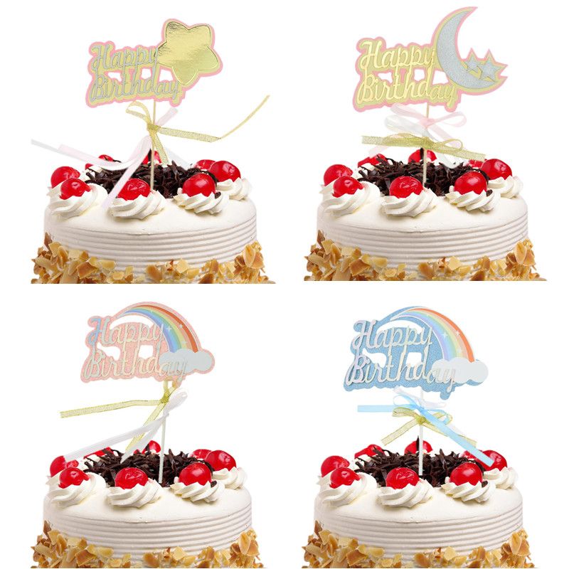 Acheter Gateau Toppers Drapeaux Joyeux Anniversaire Arc En Ciel Nuage Lune Etoile Cupcake Gateau Topper De Mariage Party Baby Shower De Cuisson Diy Decor De 15 72 Du Lvzhigarden001 Fr Dhgate Com