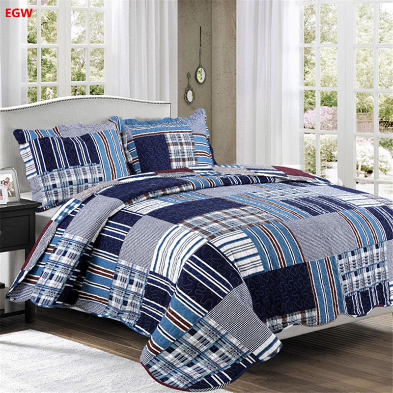 Home Textile Bedspread Pillowcase Set Gray Black Flower Patchwork