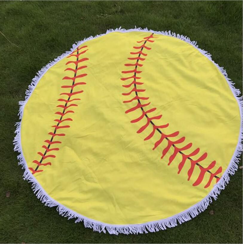 White Baseball Baseball Softball Flamingo Round Beach Towel Blanket