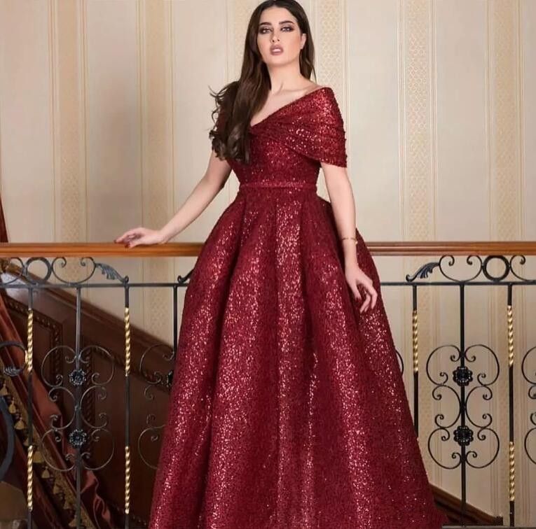 dark red sparkly dress