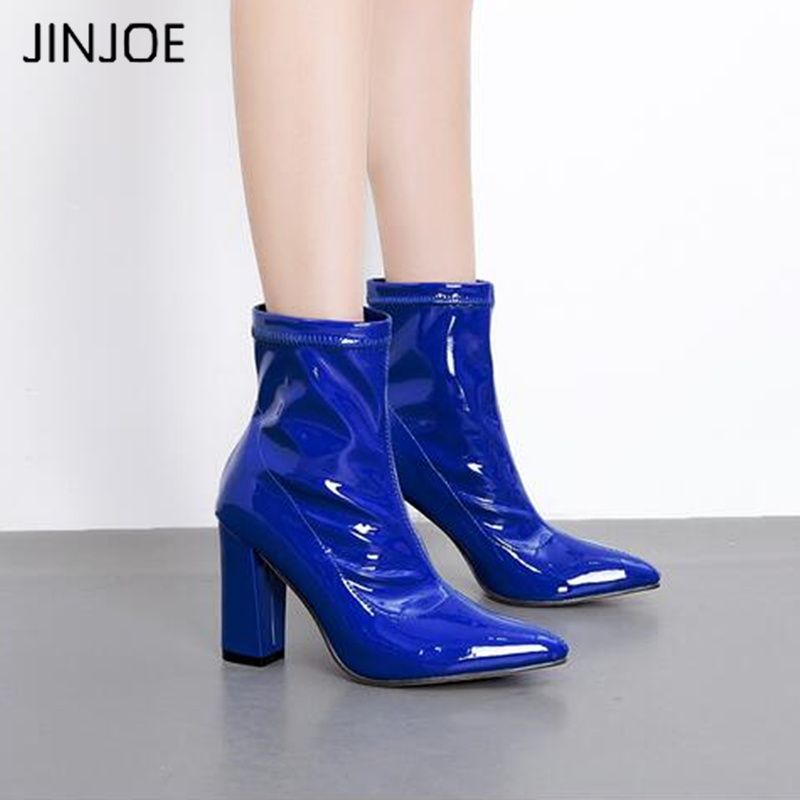 glossy leather boots