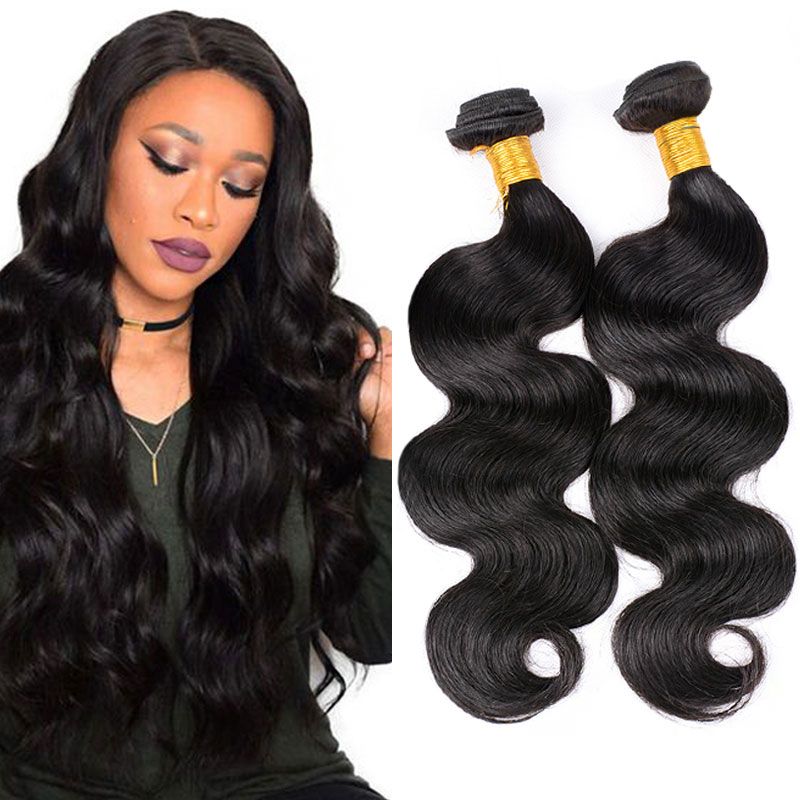 Body Wave Raw Indian Human Hair Bundles Natural Black 100