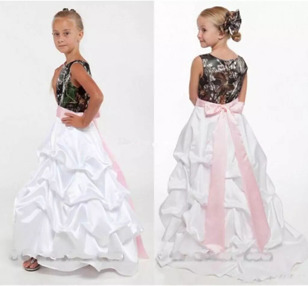 pink camo flower girl dresses